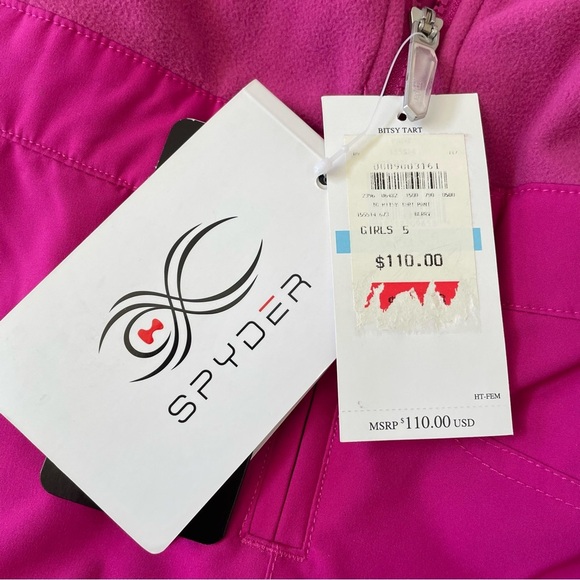 Youth Girls Spyder Sparkle Ski Snowboard Insulated Bib Rasberry Pants Size 5 - Picture 3 of 9